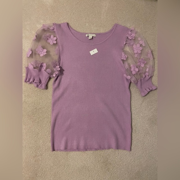 CATO lightweight short sleeve floral sweater- large NWT - Picture 1 of 9